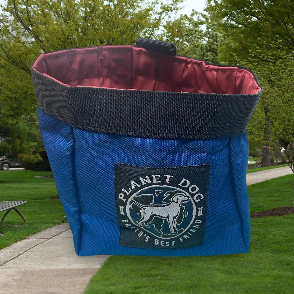 Planet Dog Treat Pouch Training Bag Blue Canvas Belt Loop Earth's Best Friend